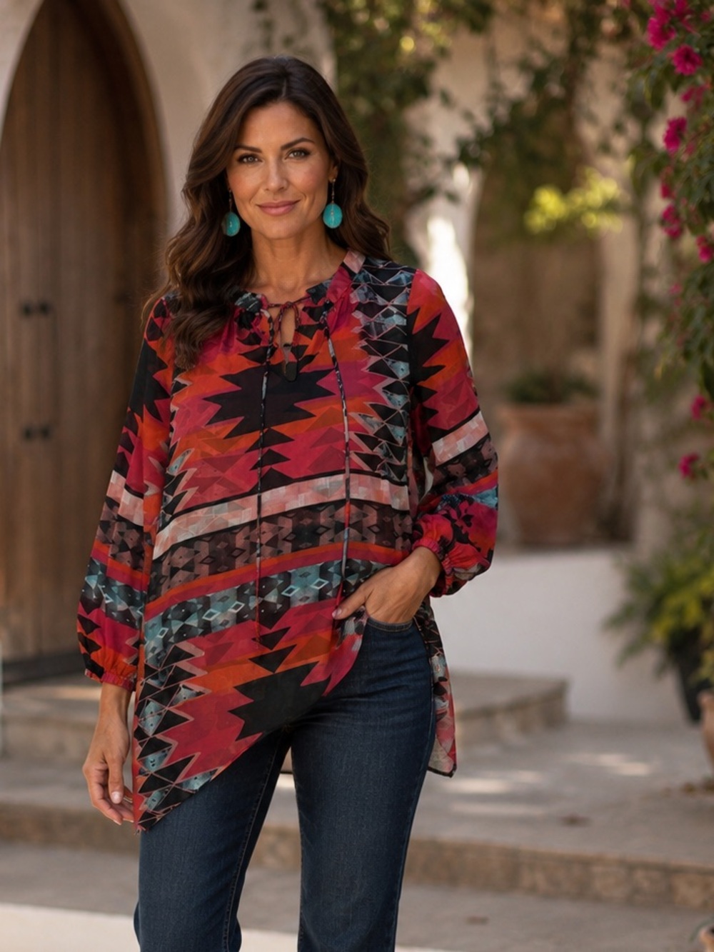 Festival Western boho sheer Oversized Top beach cover up coastal L  **2 for 20**